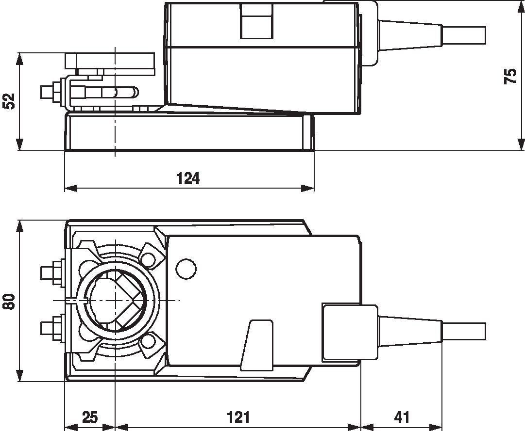 Габаритный чертёж Belimo LMQ24A